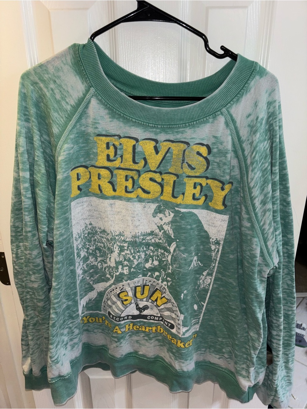Elvis Presley Vintage-Style Green Graphic Kids Sweatshirt